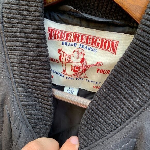 True Religion Quilted Bomber Jacket Large - Picture 7 of 7